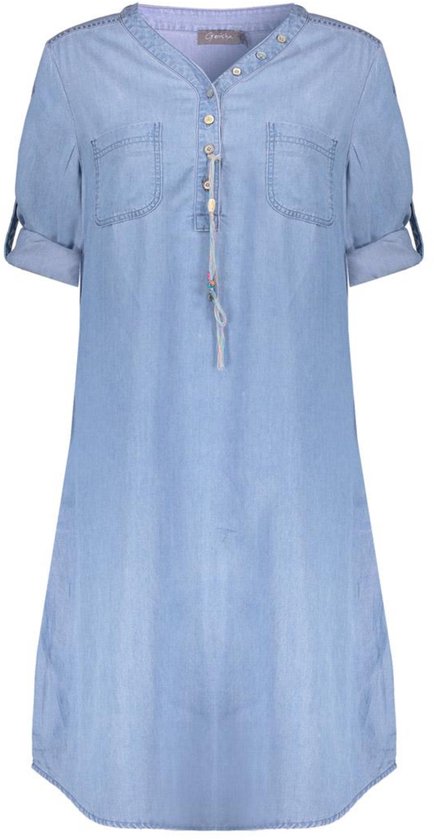 Geisha Jurk Dress Lyocell Ropes Jet Bleached Denim Dames Maat - XS