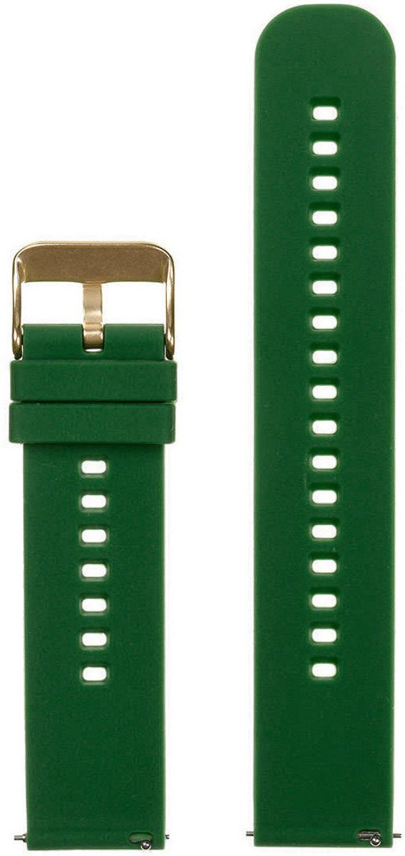 Pacific U27 - Horlogebandje - Ciemnozielon - 22mm - Metalen Goudkleurige Gesp