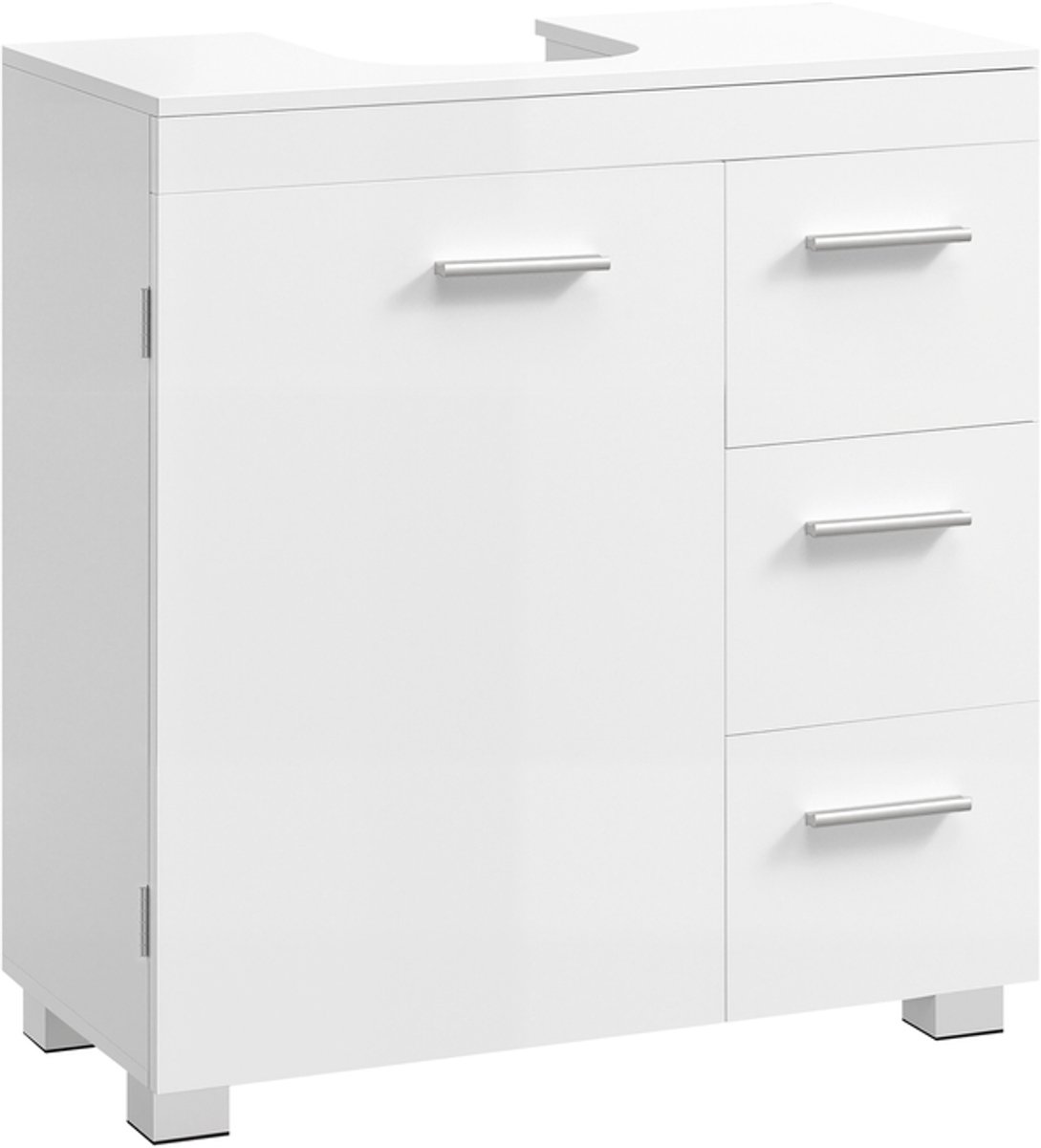 Badkamermeubel – Met 3 grote lades en poten – Wolkwit – 30 x 60 x 64 cm