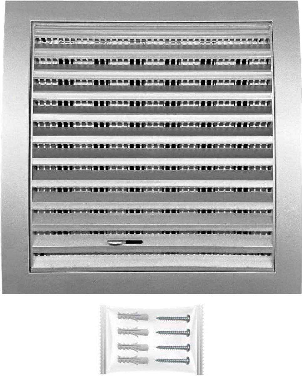 Vierkant Ventilatierooster 190x190 mm met Insectenbescherming en Schuif - Kunststof Weerbestendig Rooster voor Afzuigkap, Garage, Deur en Koelkast