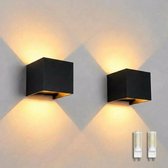 Luminize Wandlamp binnen en buiten - Kubus wandlamp 2 stuks - Buitenlamp - Up en down light - Dimbaar - G9 fitting met LED - 390 lumen - 2700K - IP54 - Zwart