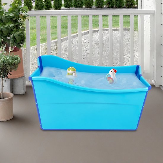 Foldable PP TPE Bathtub Blue Floor Standing Rectangular Bathtub for Adults Thickened Side for Children and Adults Under 5.3ft Height van Merkloos — afbeelding 5
