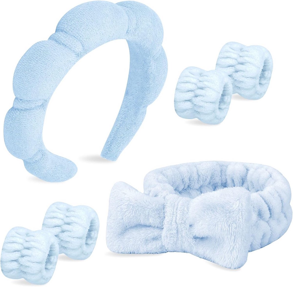 6-delige set spa hoofdbanden en polsbanden voor dames - Antislip gezichtsaccessoires voor huidverzorging en bad