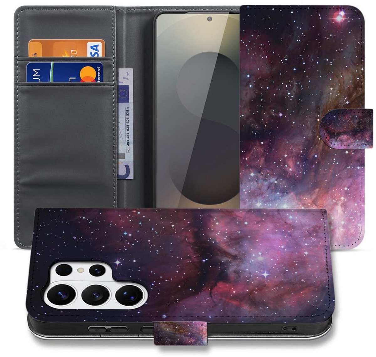 Book Case Hoes Samsung Galaxy S26 Ultra Heelal Design met Magnetische sluiting
