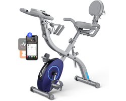 MERACH 4-in-1 Opvouwbare Hometrainer - 16 Niveaus Magnetische Weerstand - Compatibel met Kinomap & Zwift - Maximaal Gewicht 136 kg
