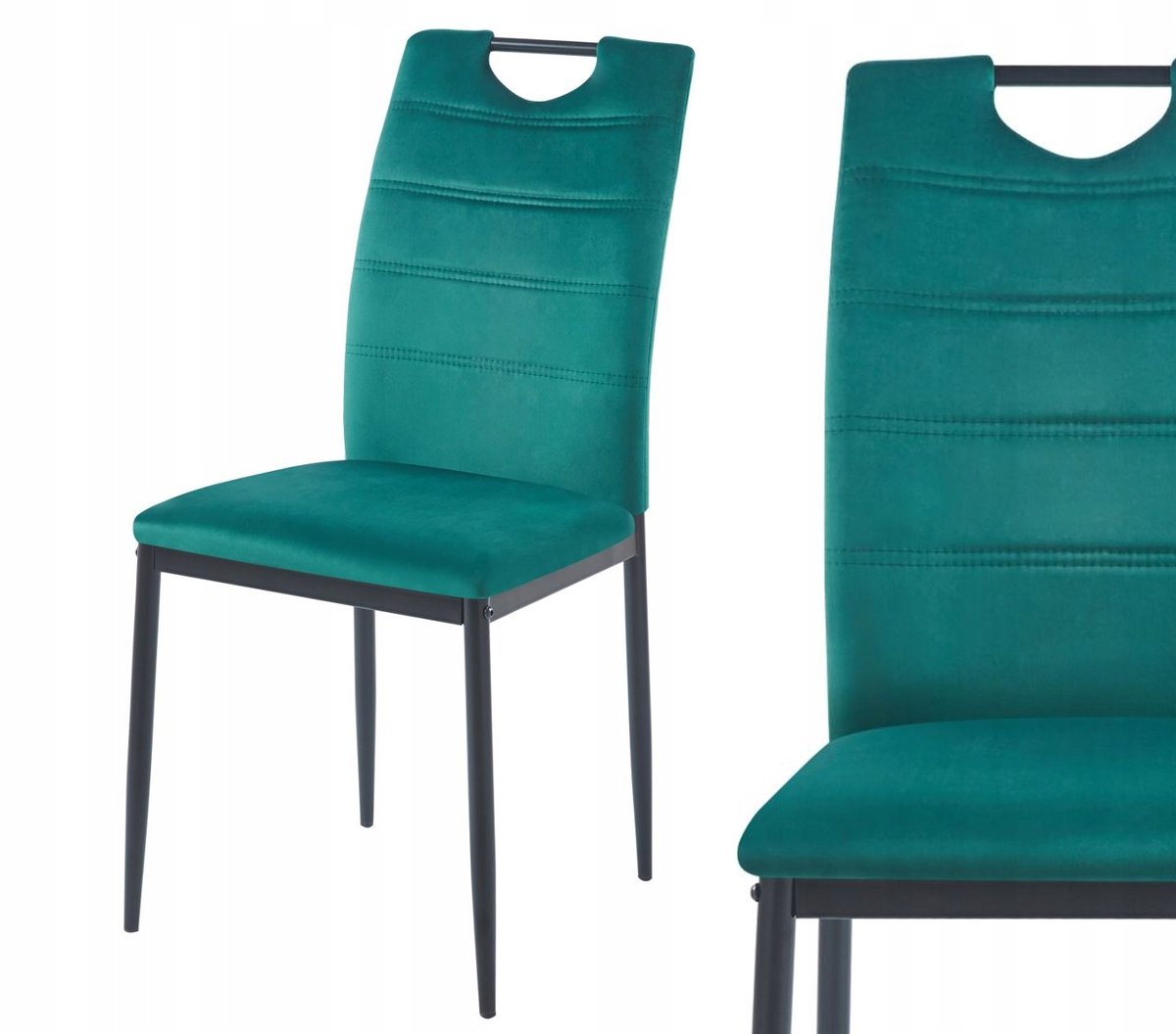 Furnitex K13-FX - Eetkamerstoel - Groene fluwelen bekleding - Zwarte metalen poten - Draagvermogen 120 kg Groen;Zwart