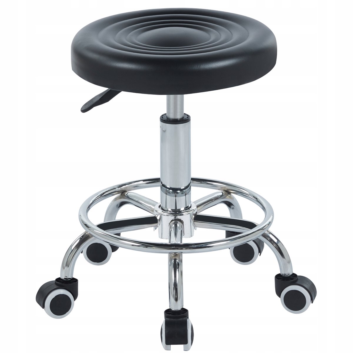 Furnitex RONDO Serie - Kappersstoel - Chromen Basis - Eko Leer - Zwart