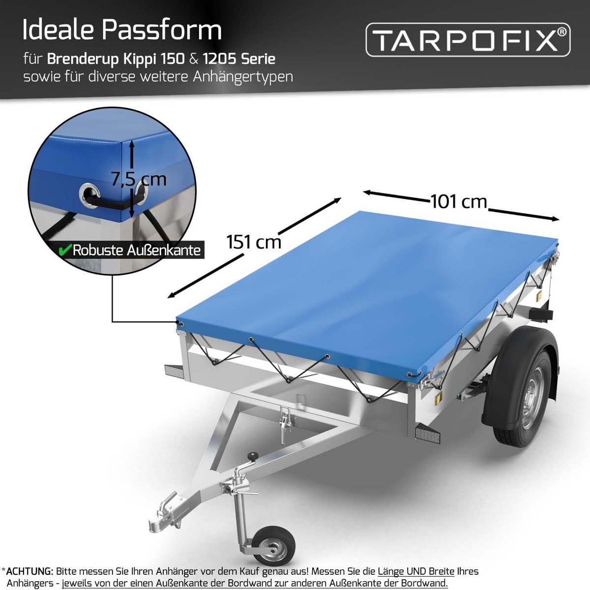 Trailerszeil 150 x 100 cm - Waterdicht PVC Afdekzeil voor Aanhangers