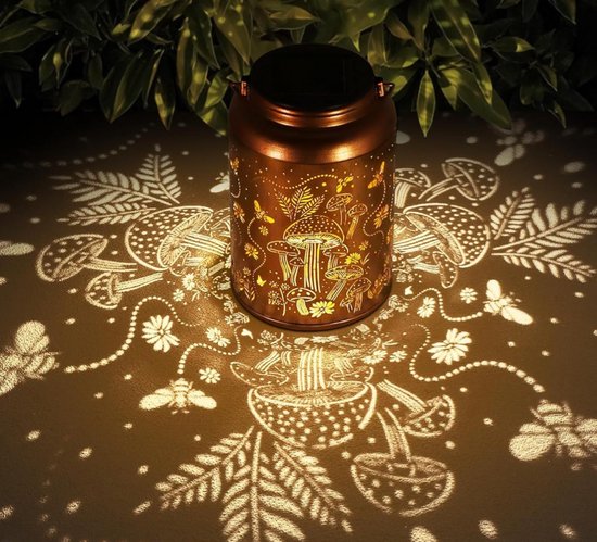Solar Tuinlantaarn – Decoratieve LED Solar Lamp – Metalen Hanglantaarn – Warm Wit Licht – Tuin & Terras Verlichting