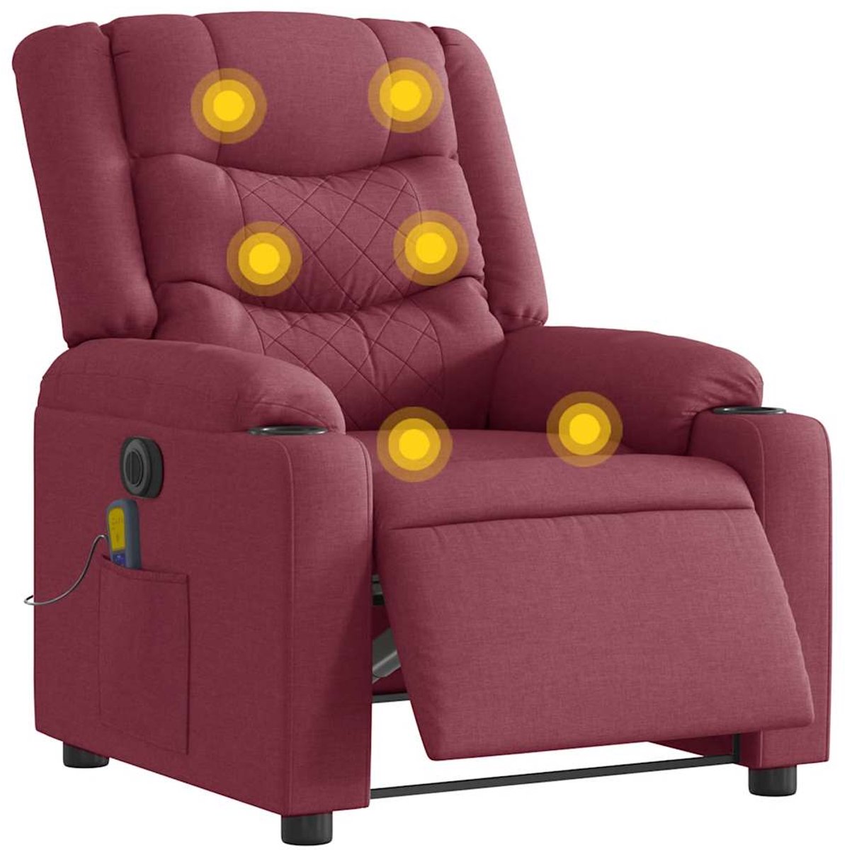 vidaXL Massagestoel - elektrisch - verstelbaar - stof - wijnrood
