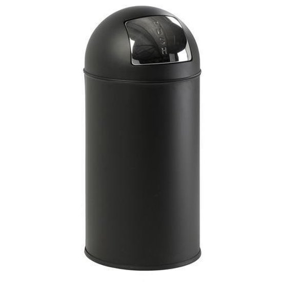 EKO - Pushcan 40 liter - Steel - mat zwart - Prullenbak