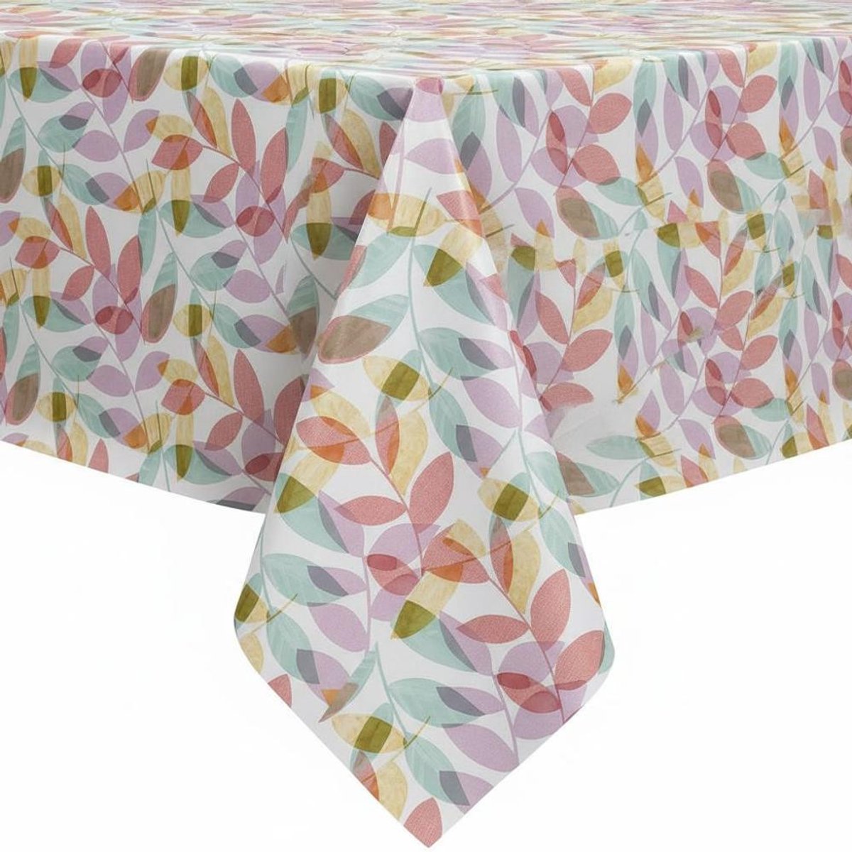 Protecttable - Rond Tafelzeil Bladeren Pastel ⌀138cm - Tafelkleed Afwasbaar - Kunststof