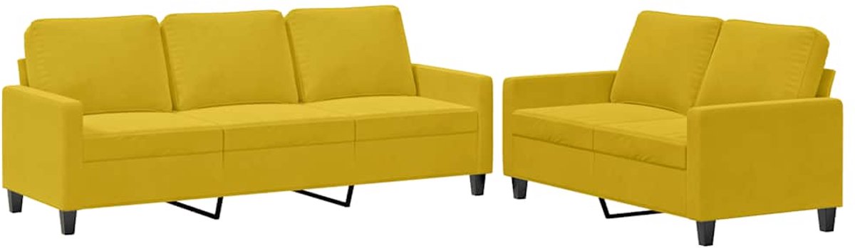vidaXL - 2-delige - Loungeset - met - kussens - fluweel - geel