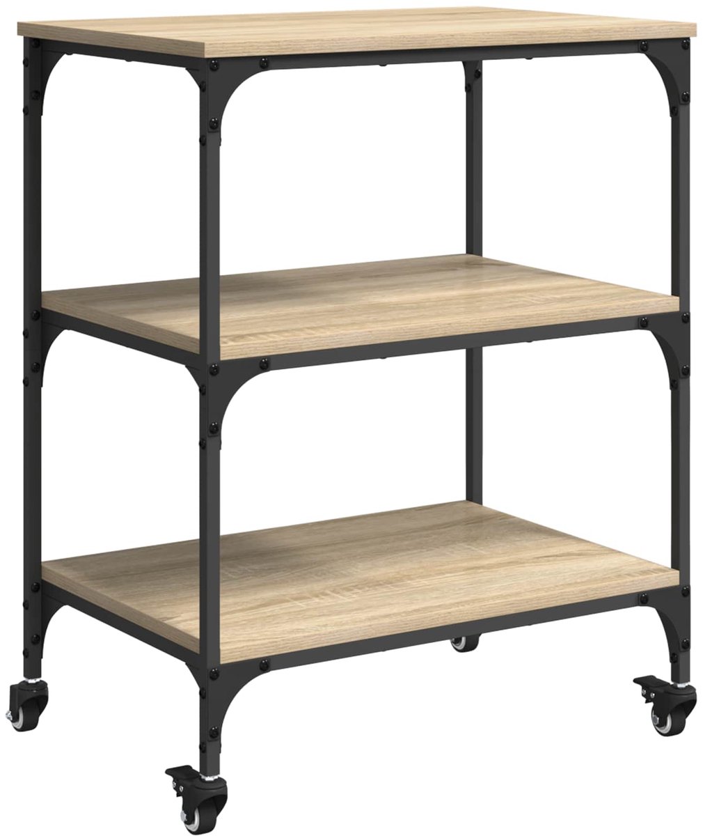 vidaXL - Keuken - Trolley - Sonoma - Eik - 60 - x - 41 - x - 76 - cm - Bewerkt - hout