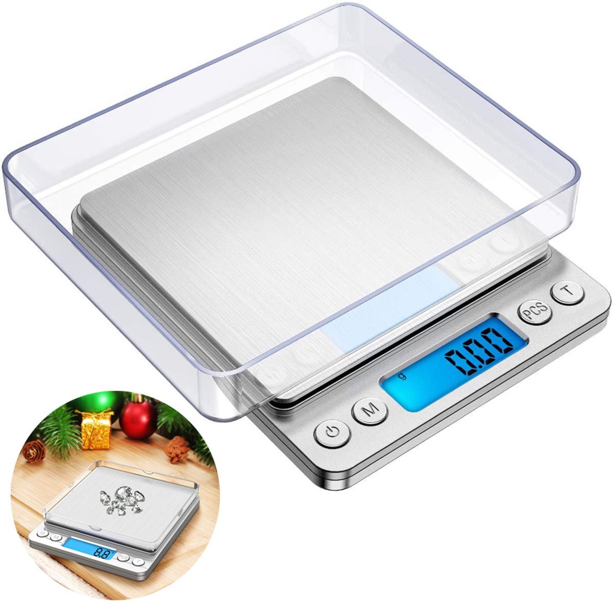 Oneay Digitale keukenweegschaal, 500 g / 0,01 g kleine sieradenweegschaal, digitale voedselweegschaal met gram- en ounce-weergave, digitale gramweegschaal met LCD-scherm en tarrafunctie voor sieraden Oplaadbaar