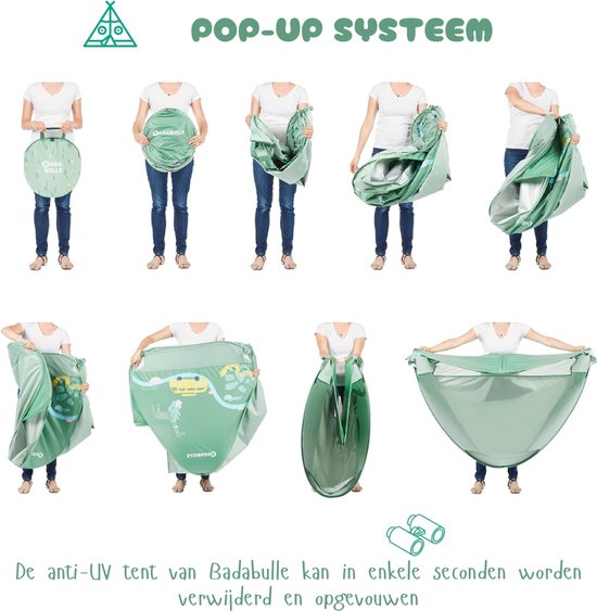 Nexvo® Strandtent uv Bescherming - Strandtent Baby Pop Up - Strandtentje Extra Licht - Groen - 125cm x 100cm x 85cm van Merkloos — afbeelding 2