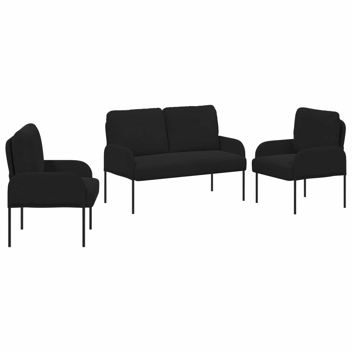 vidaXL - Sofa-Sets - 3 - st - Zwart - Multiplex