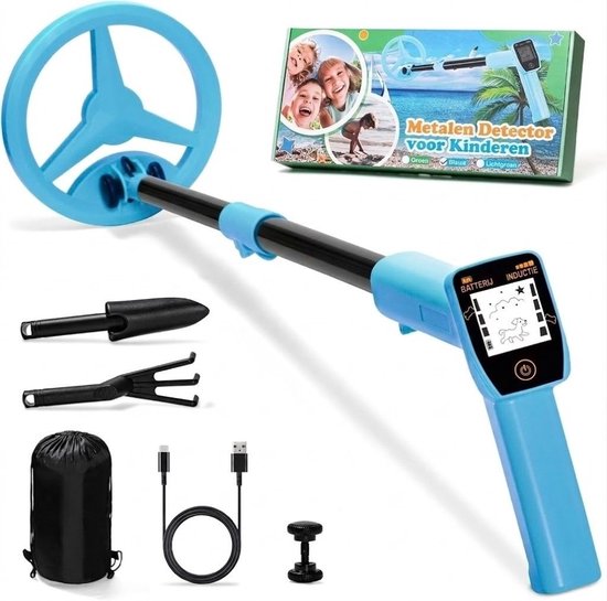 SNJY® Metaaldetector voor Kinderen - Metaaldetectors - Metaaldetector Kind - Oplaadbaar - Verstelbaar 60-86 cm - Blauw