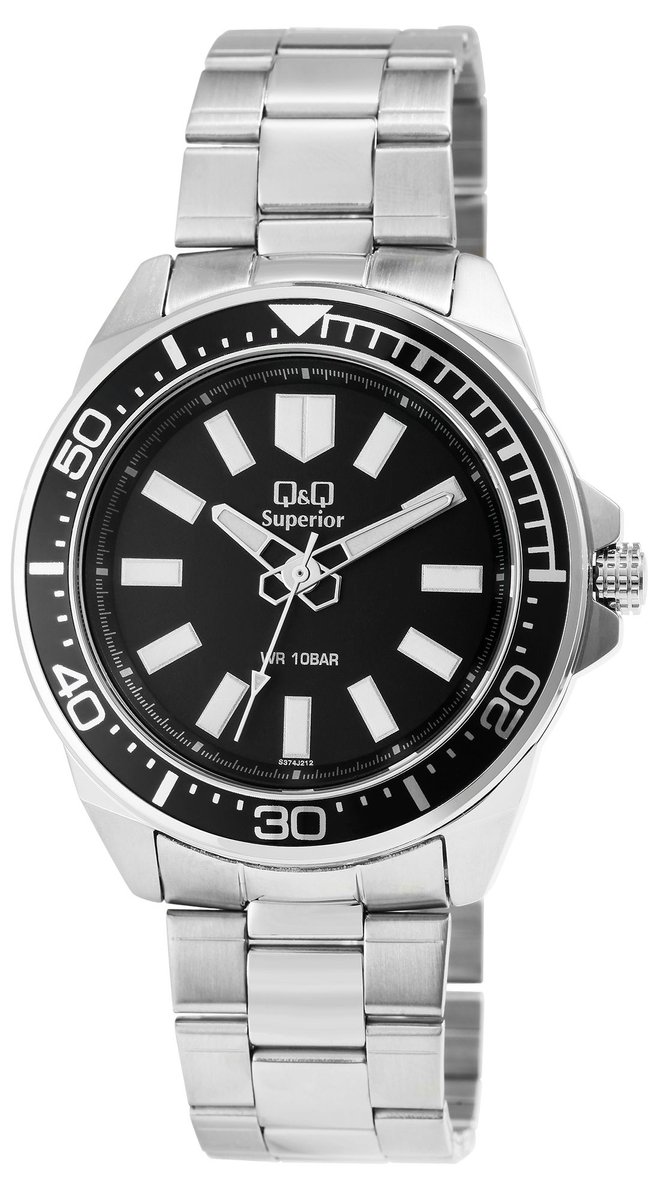 Q&Q Herenhorloge roestvrij staal zilverkleurig, 10 ATM