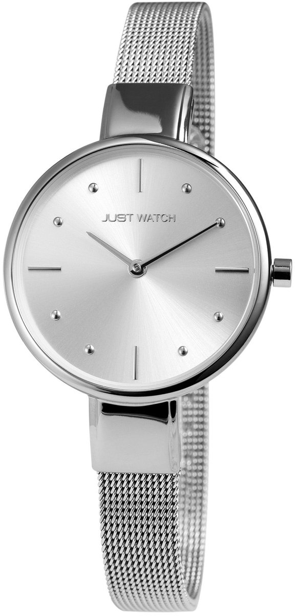 JUST WATCH dameshorloge roestvrij staal Aria met mesh-band, 3 ATM, mineraalglas