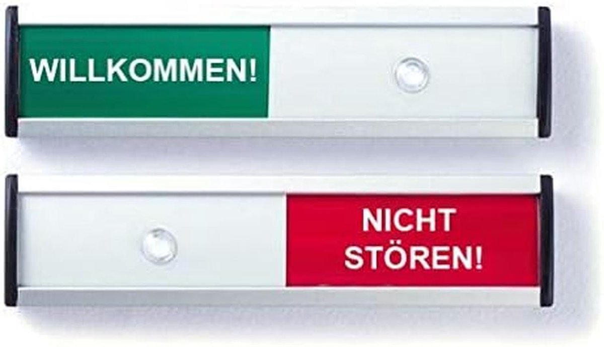 Welkom Niet Storen Bord - Schuifbord Deur - Privacy Aangeven - Dubbelzijdig Schuifmechanisme - 125x30mm - Groen Rood