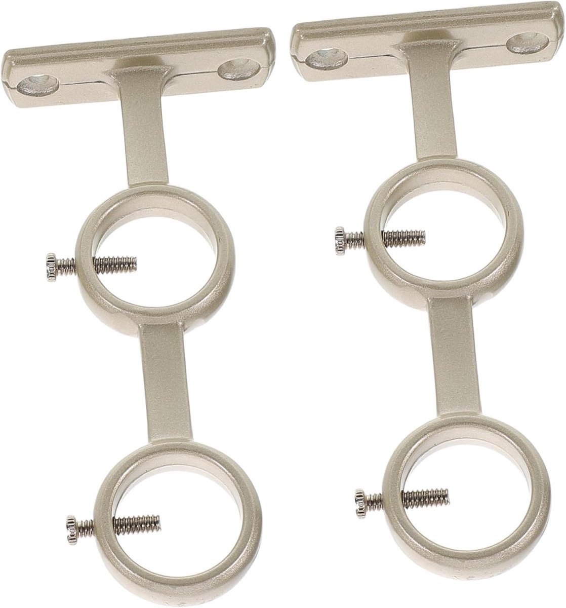 Oneay Gordijnroedebeugel, set van 2 dubbele gordijnroedehouders, dubbele roedebeugels, haken voor woonkamer, slaapkamer, gordijnroedes (Zilver)