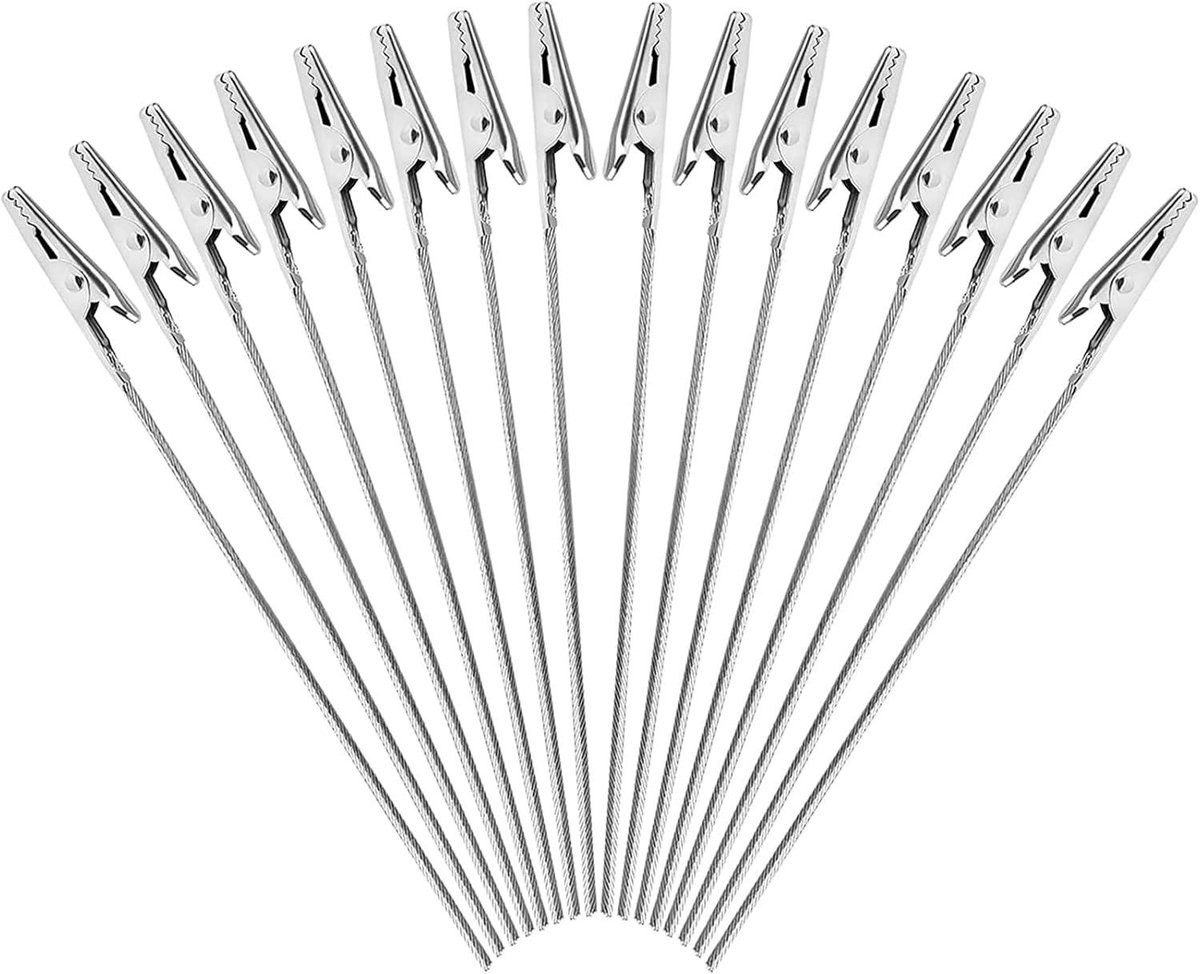TuseRxln Notitieklems - Crocodile Clip - 15 cm Zilverdraad voor Notities Foto's Kaarten - 50 stuks - Zilver