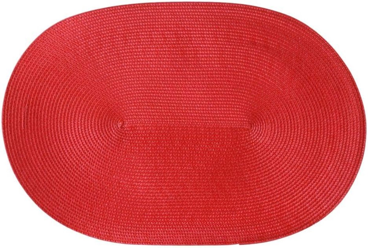 Ovale Placemat - Tafelmat - Bescherming Tafel - Duurzaam Hout - 45 x 31 cm - Rood