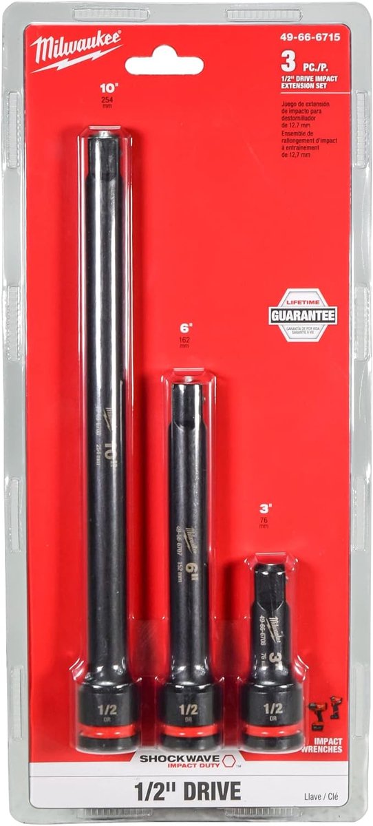 Verlengstuk Set - Slagverlengstukken - Moeilijk Bereikbaar - Extreme Slagvastheid - 1/2 Inch Aandrijving