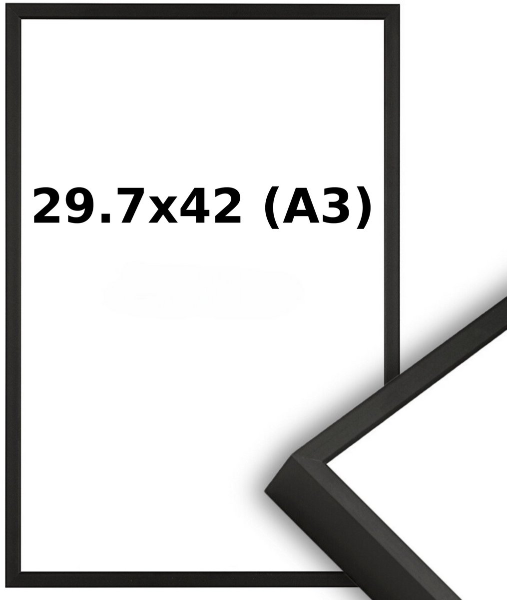Aluminium Wissellijst A3 29.7 x 42 Zwart - Ontspiegeld Glas - Professional