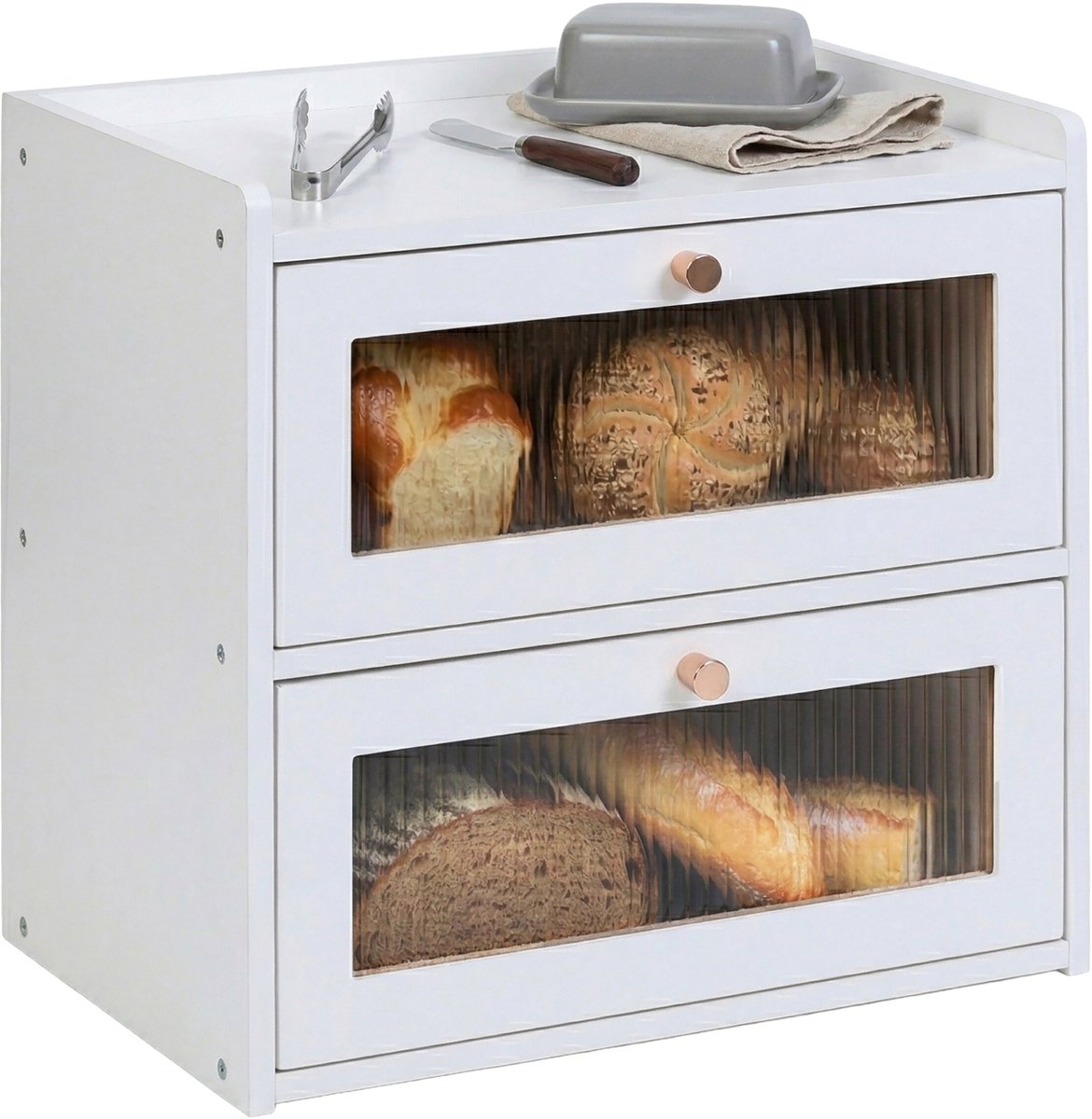 broodtrommel - wit - 36,5x34x24 cm - met deksel