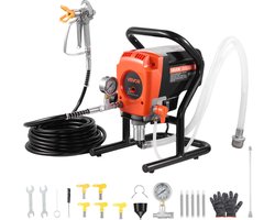 VEVOR Airless Verfspuit 900 W 3300 PSI, 1,78 L/Min Verfspuitsysteem met Reinigingsborstel, Slang, Verlengstuk en Spuitmonden, Verfspuit voor Woningen en Gebouwen
