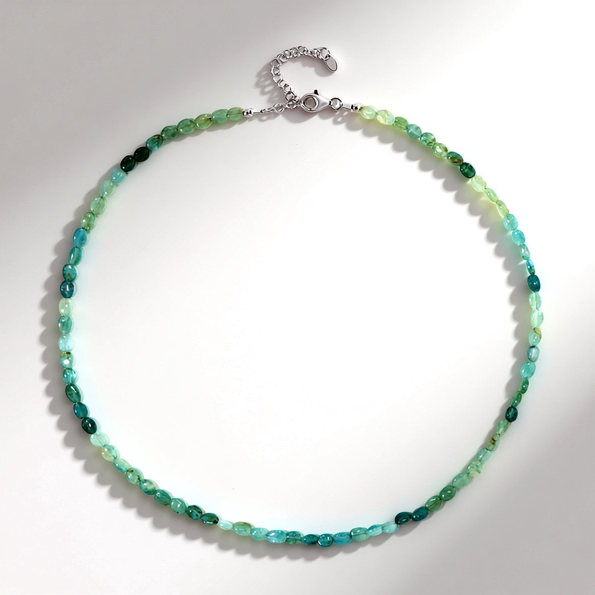 Cavill - Zilveren Halsketting - 925 Sterling Zilver - 40 313 ct Ovalen Grandidieriet - Verstelbaar 45 50 cm - Elegante Groene Edelsteen Ketting