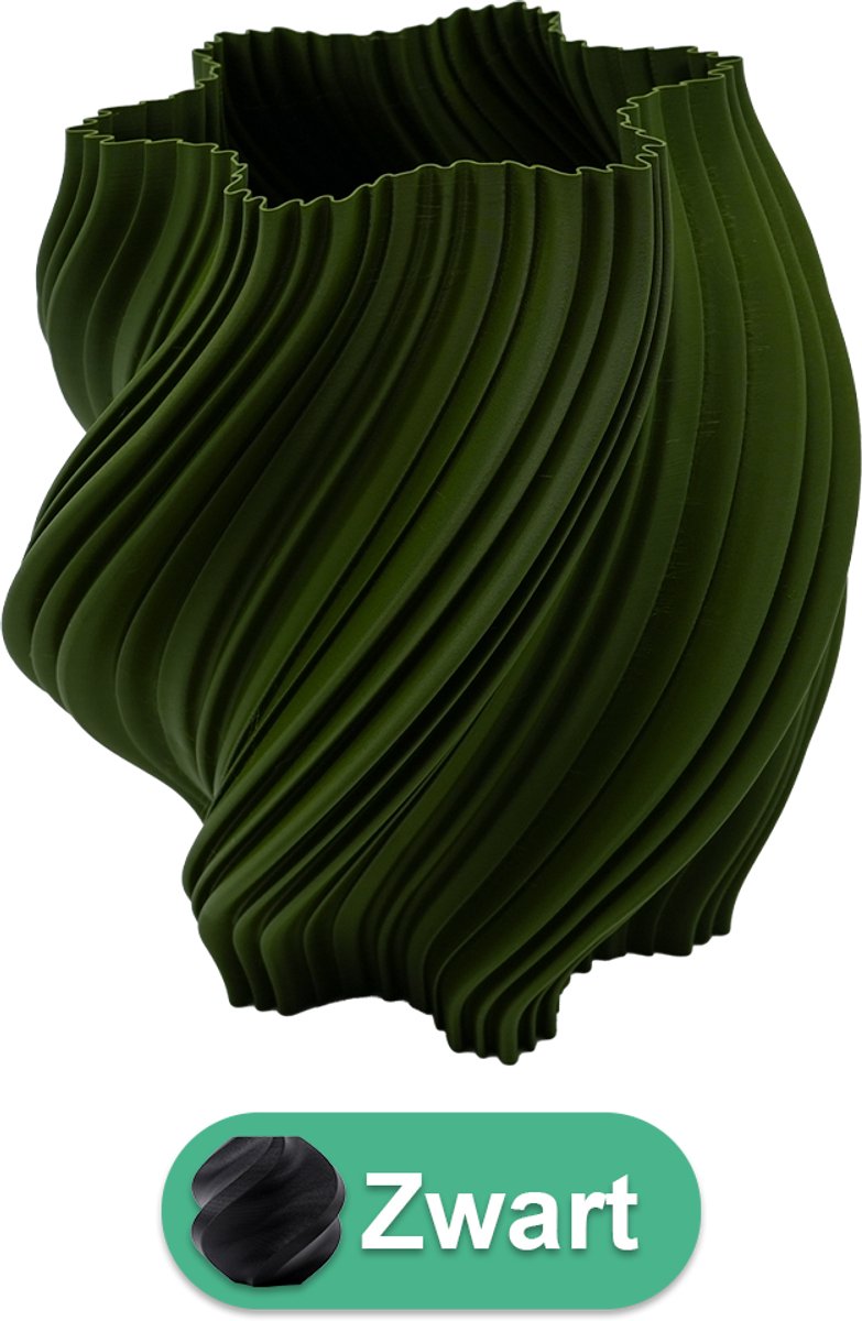 Lovora Liora moderne vaas – Decoratieve vaas - Zwart - 3d geprinte vaas - geschikt voor droogbloemen - 25CM