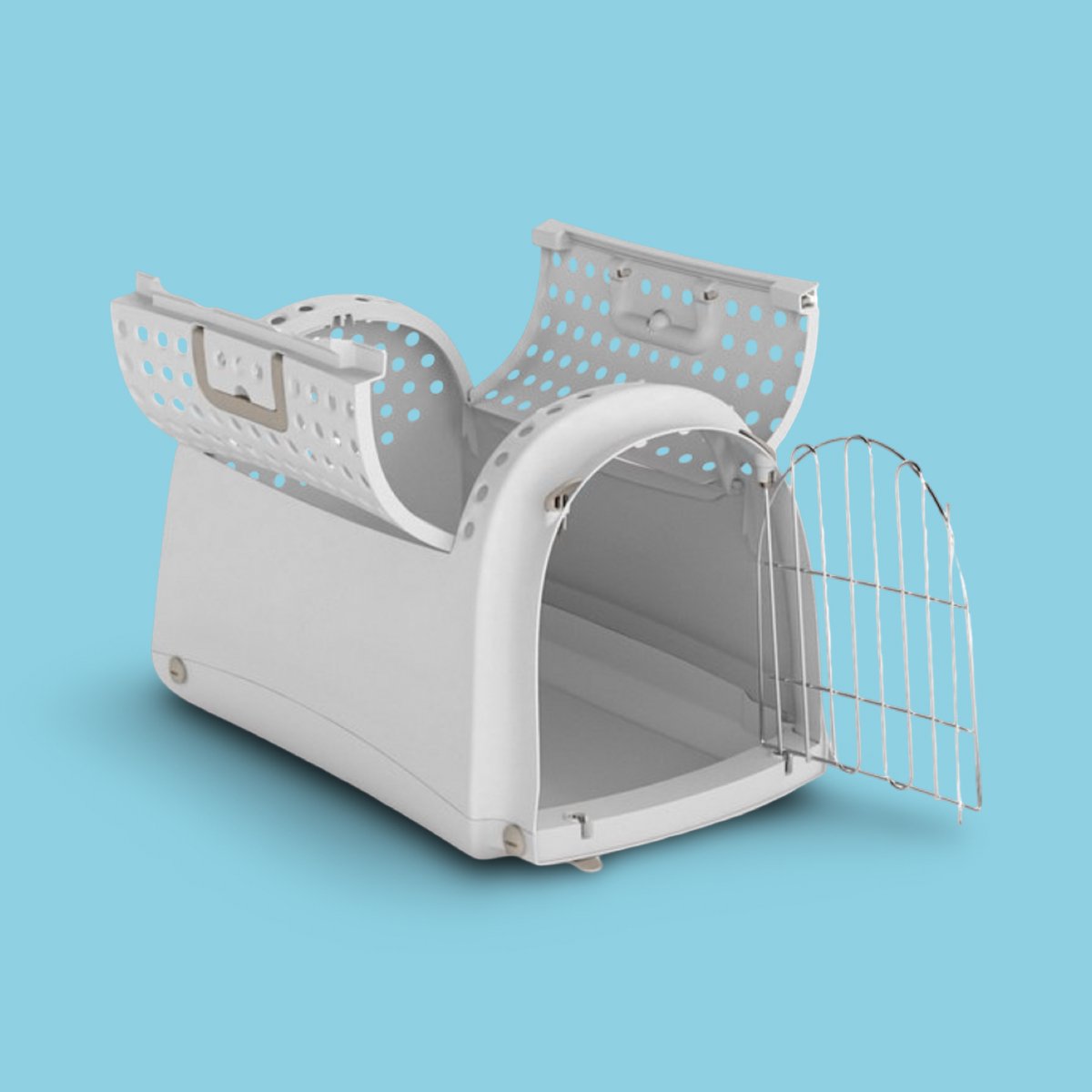 Imac Linus Cabrio Reismand Grijs | Transportbox Kat Kleine Hond Metalen Deur Ventilatie 50x32x34,5 cm - Afbeelding 3