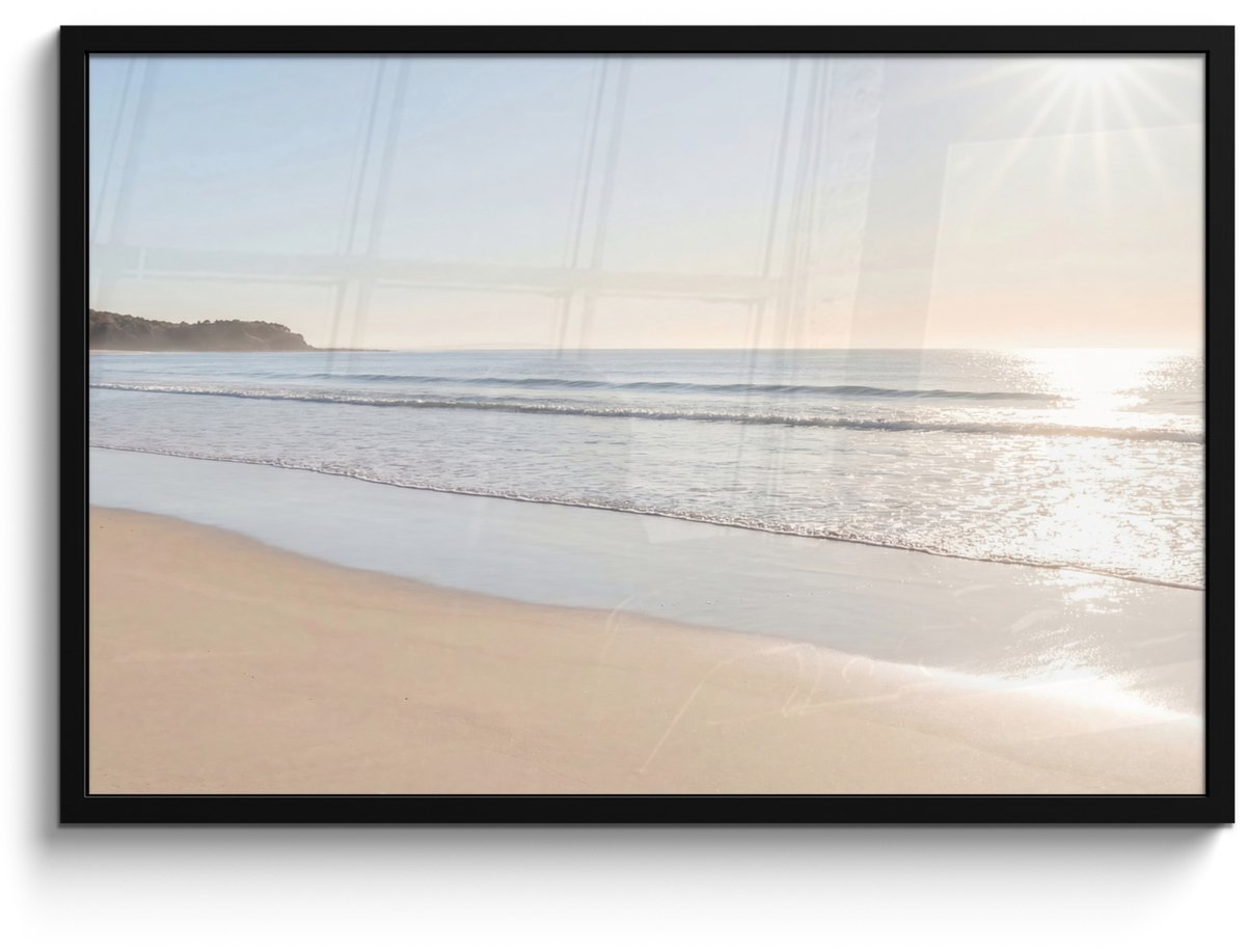 FrameYourWall Poster in lijst - Fotolijst 90x60 cm - Posters - Zee - Zon - Zand - Posterlijst zwart - Decoratie - Wanddecoratie woonkamer - Muurdecoratie slaapkamer