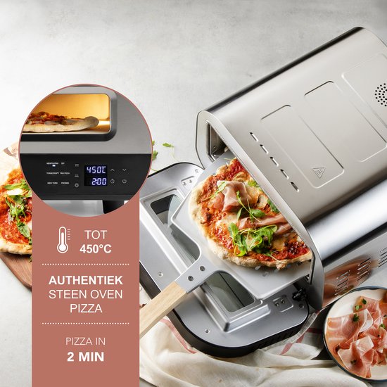 DO9289PZ Pizza Oven 'Pizza Genius' - Elektrische Pizza Oven Op Steen - 32 cm - tot 450°C - 1700 W — afbeelding 2