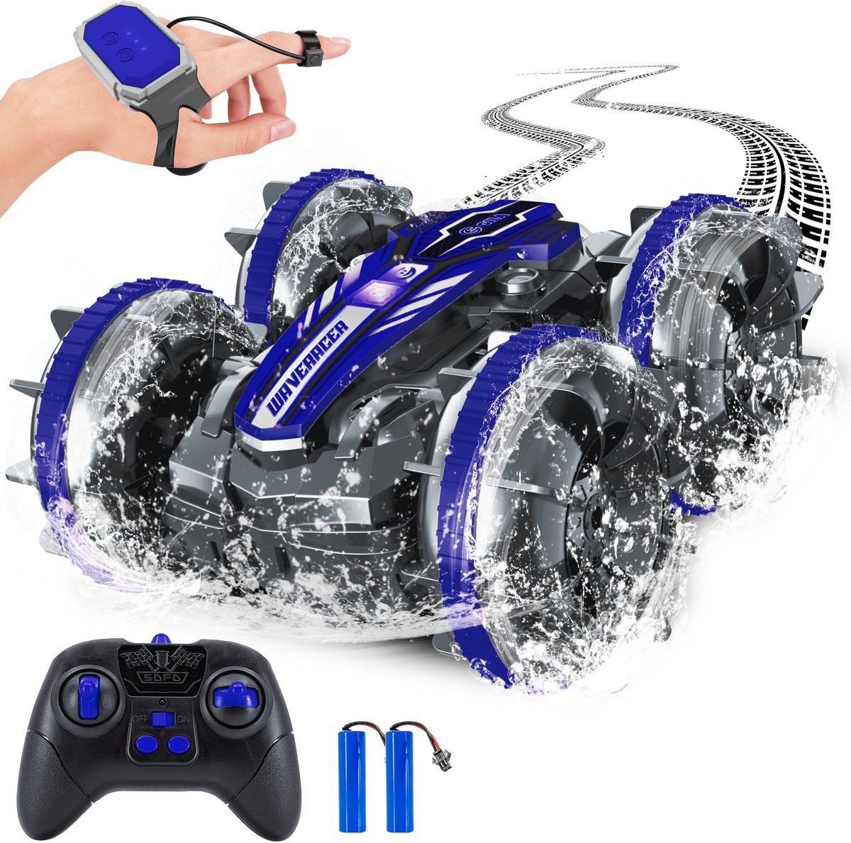GILA Bestuurbare Auto All-Terrain - RC Auto met 2 Accu's - Waterdicht - Speelgoed Autos Jongens - Buitenspeelgoed - Race Car/Boot Land & Water - 1,5u Speelplezier - Radiografisch