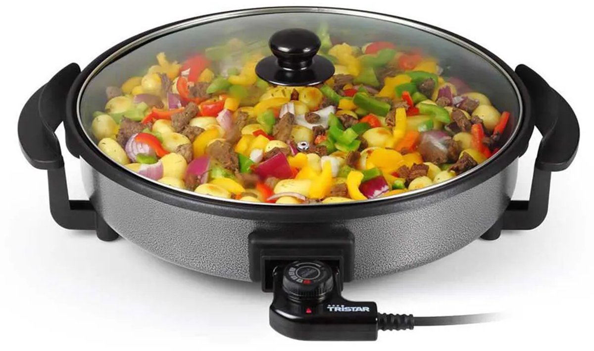 CASO Professionele partypan – elektrische multipan voor pizza, hamburgers, groenten en nog veel meer, tot ca. 240 °C, warmhoudfunctie, zwart