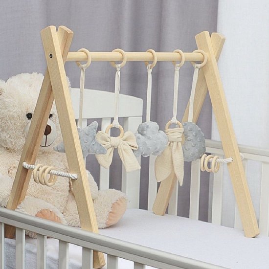 LuMali BabyGym met 5 Speeltjes, 3 Kussens en een Mat Grijs - Speelmat Baby - Babygym toys - Baby Mat Play van Merkloos — afbeelding 2