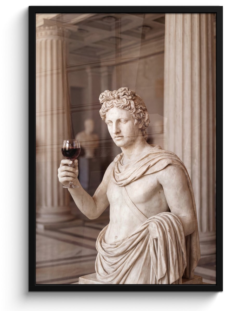 FrameYourWall Poster in lijst - Fotolijst 60x90 cm - Posters - Klassiek - Marmer - Wijn - Posterlijst zwart - Decoratie - Wanddecoratie woonkamer - Muurdecoratie slaapkamer