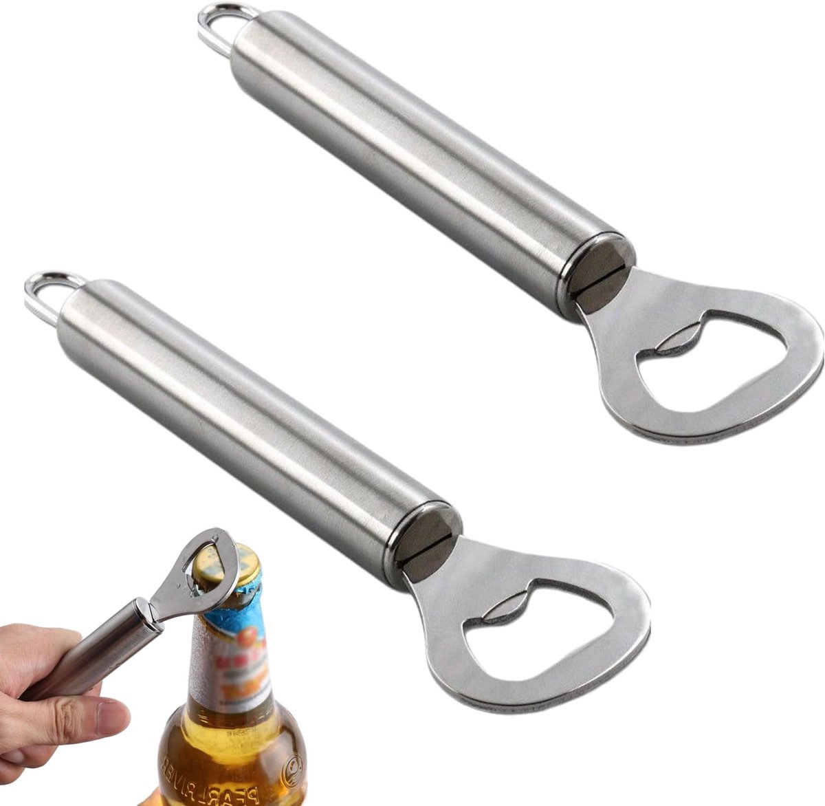 Flesopener - Roestvrij Staal - 16,5 x 4,3 cm - 2 Stuks