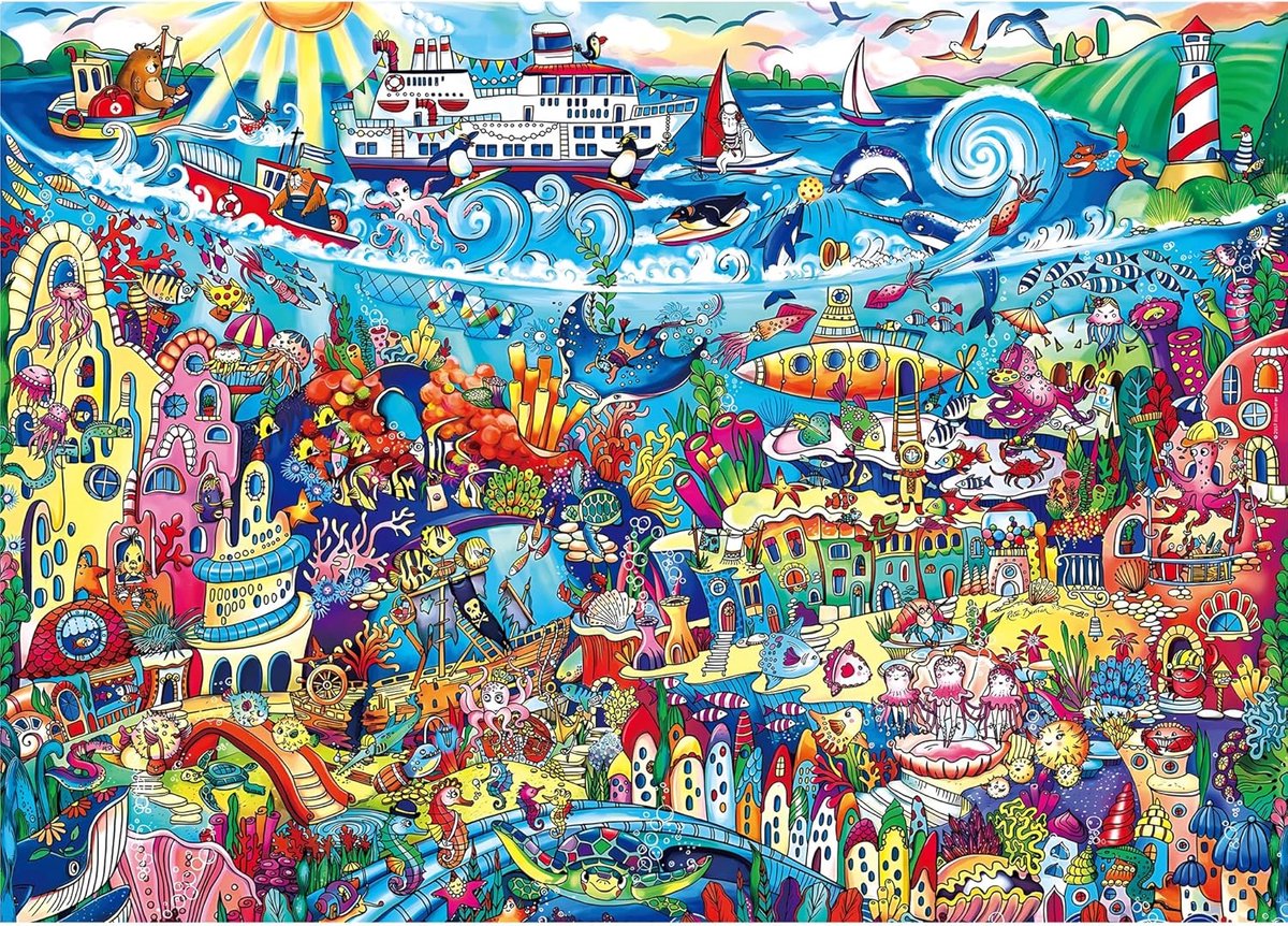 Legpuzzel 1000 Stukjes - Volwassen Puzzel - Ontspanning Thuis - Gedetailleerd Onderwaterlandschap - 70 x 51 cm - Groen