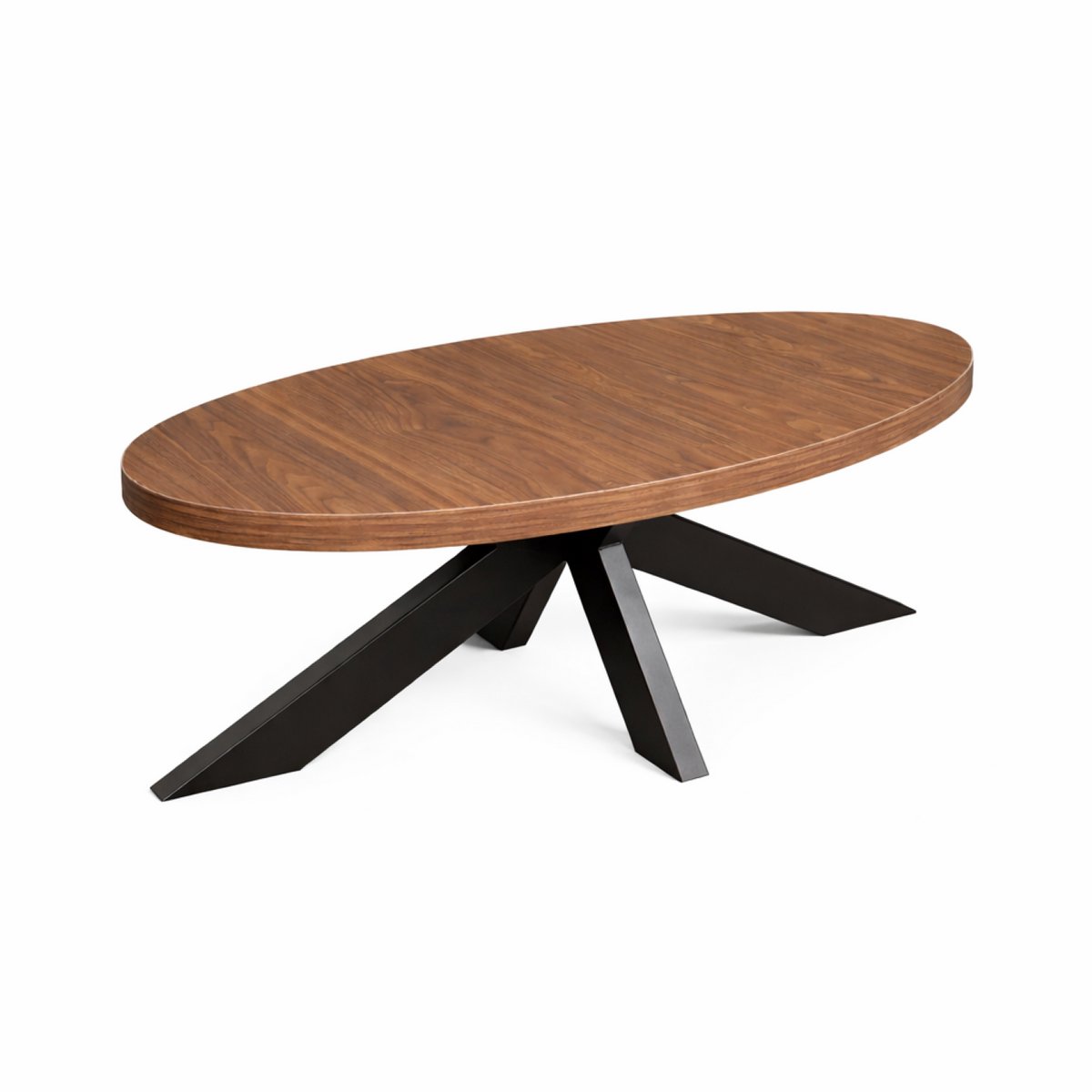 Lizzely Garden & Living Salontafel ovaal bruin melamine 120cm Denzel ovale bijzettafel side table