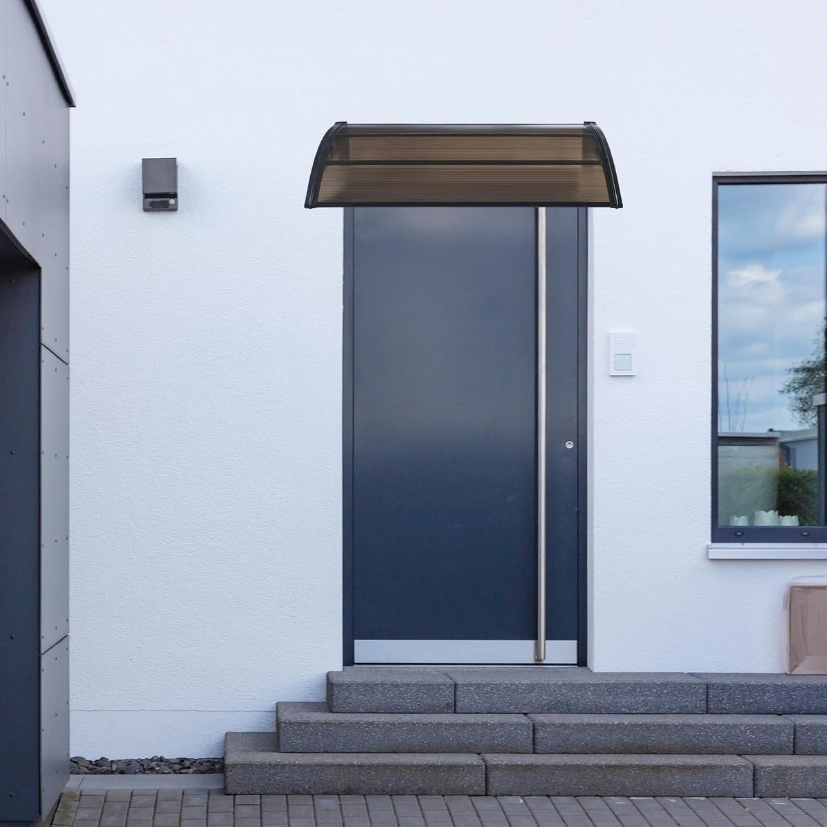 Deurluifel 100x100 cm Zwart en Bruin met Polycarbonaat Dakplaat