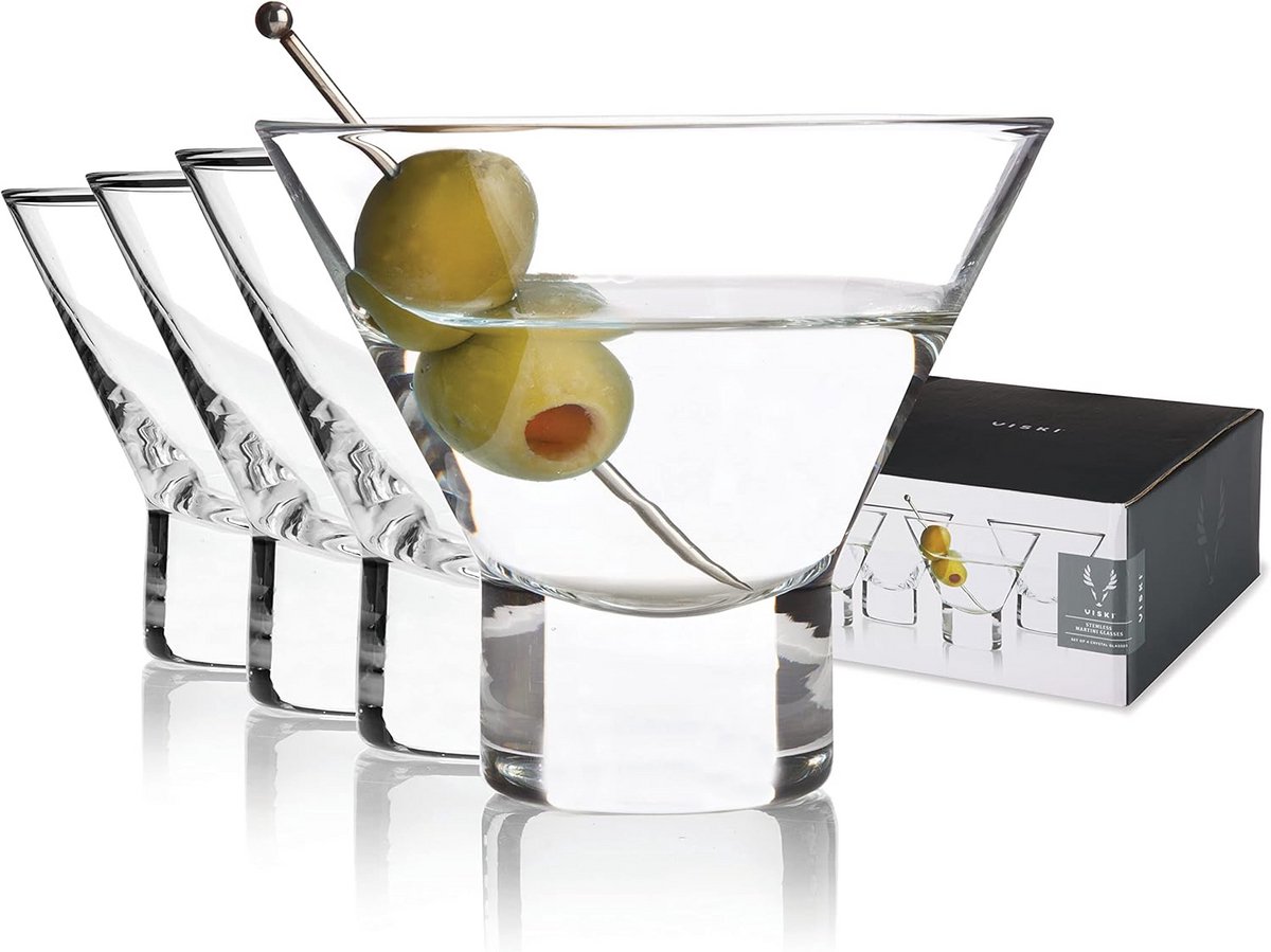 Voetloze martini glazen 7,5 oz - set van 4 - loodvrij kristal