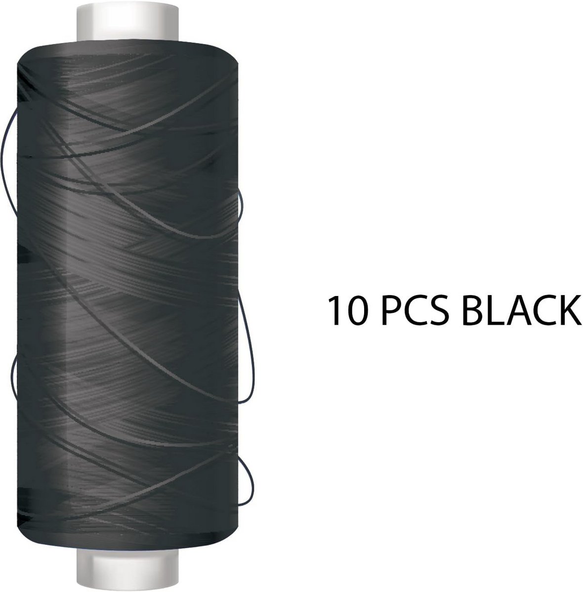 Set 10 spoelen 100% polyester naaigaren zwart 50 meter