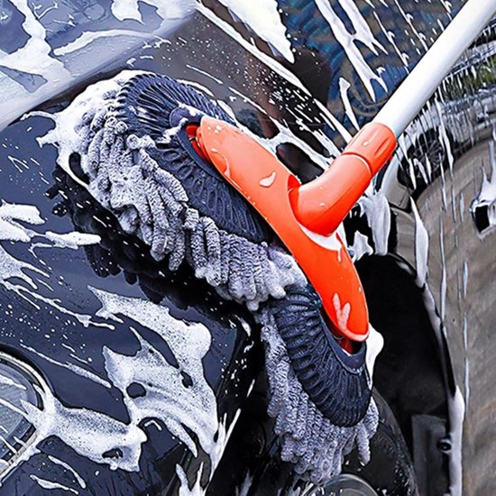 Autowasborstel Dubbele Kop Telescoopsteel Microvezel Chenille 360° Draaibaar — afbeelding 2