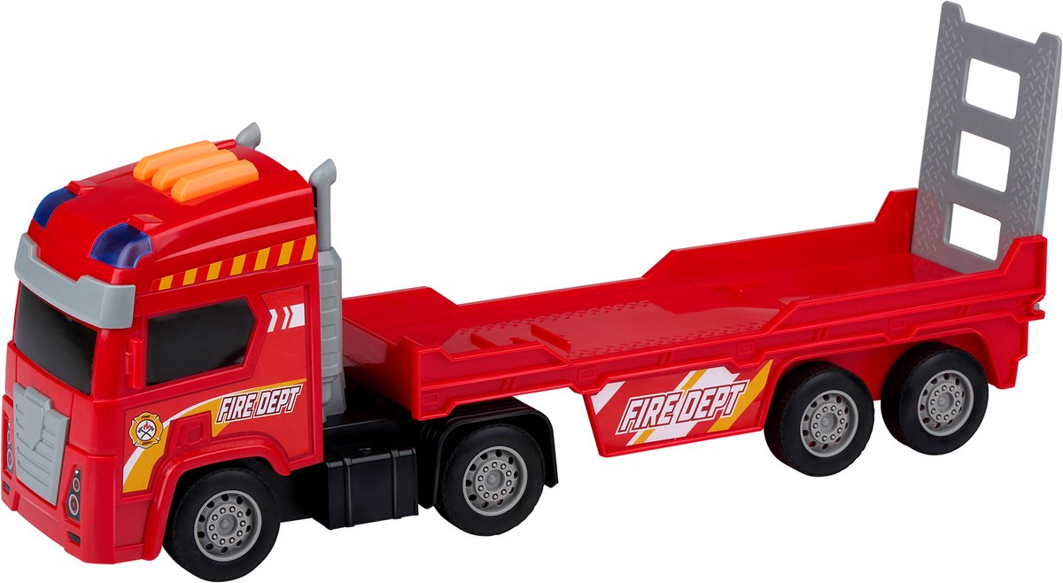 Eddy Toys Brandweerwagen Set 3 Stuks - Fire Truck Set met Oplegger, Helikopter en Brandweerauto - Speelgoed Auto, Helikopter en Brandweerauto Met Licht en Geluid - Fire Dept - Rood — afbeelding 6