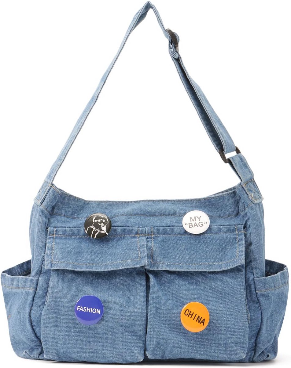 Grote Canvas Hobo Schoudertas voor Dames met Veel Vakken